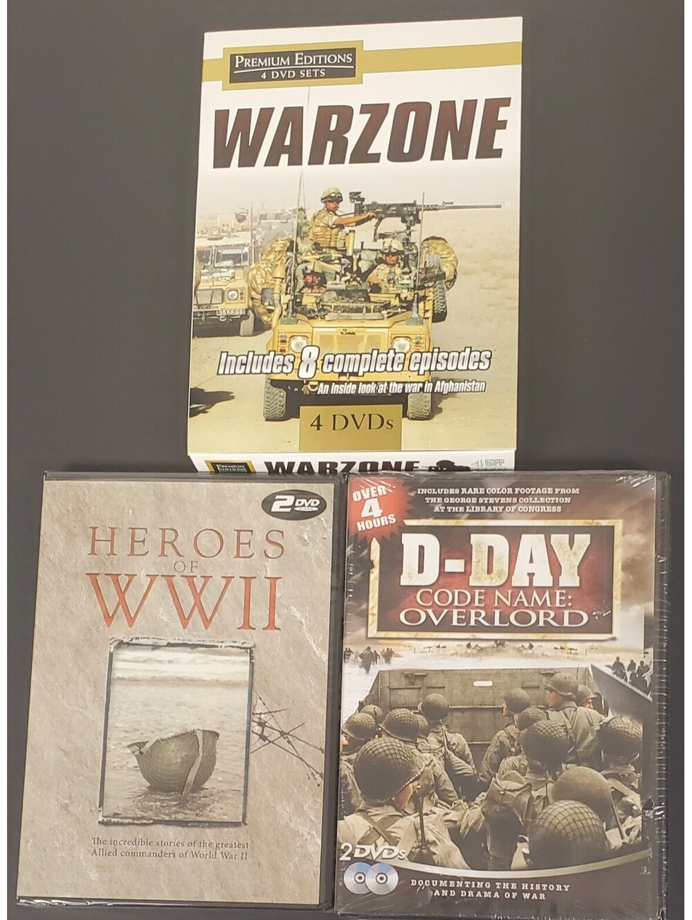 Warzone Premium Editions 4 DVD Set with Heroes of WWII & D-Day Overlord New